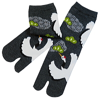 お祭り！和柄足袋ソックス！鶴（濃グレー）